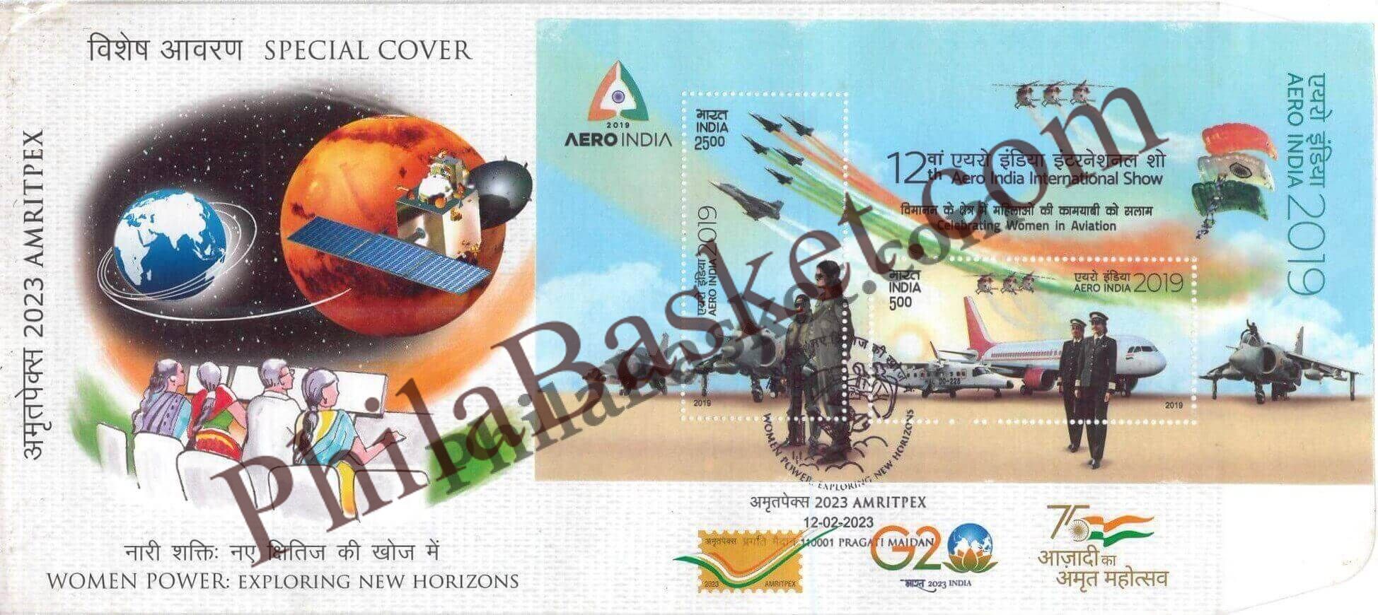 #SC1028 - Woman Power - Exploring New Horizons, Amritpex with Relevant High Value Stamp by New Delhi circle - Special Cover - India - 12 Feb 2023