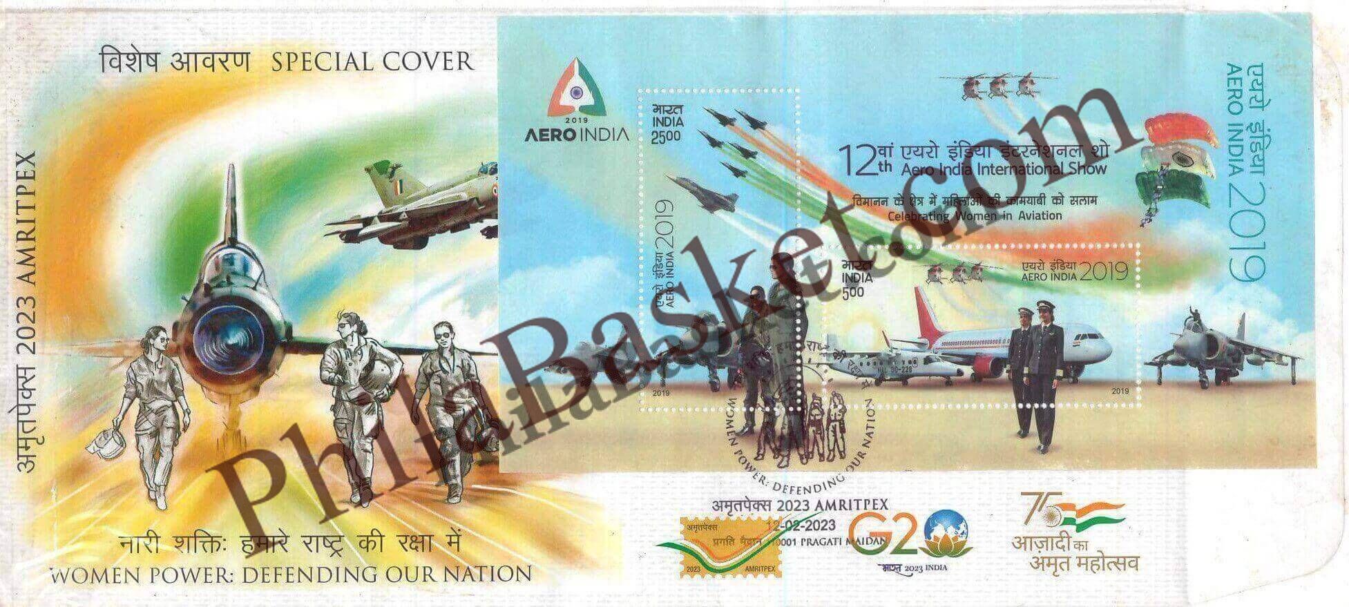 #SC1029 - Woman Power - Defending our Nation, Amritpex with Relevant High Value Stamp by New Delhi circle - Special Cover - India - 12 Feb 2023