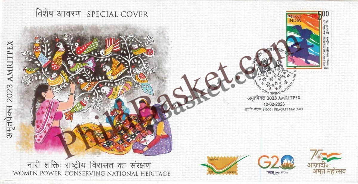 #SC1030 - Woman Power - Conserving National Heritage, Amritpex with Relevant High Value Stamp by New Delhi circle - Special Cover - India - 12 Feb 2023