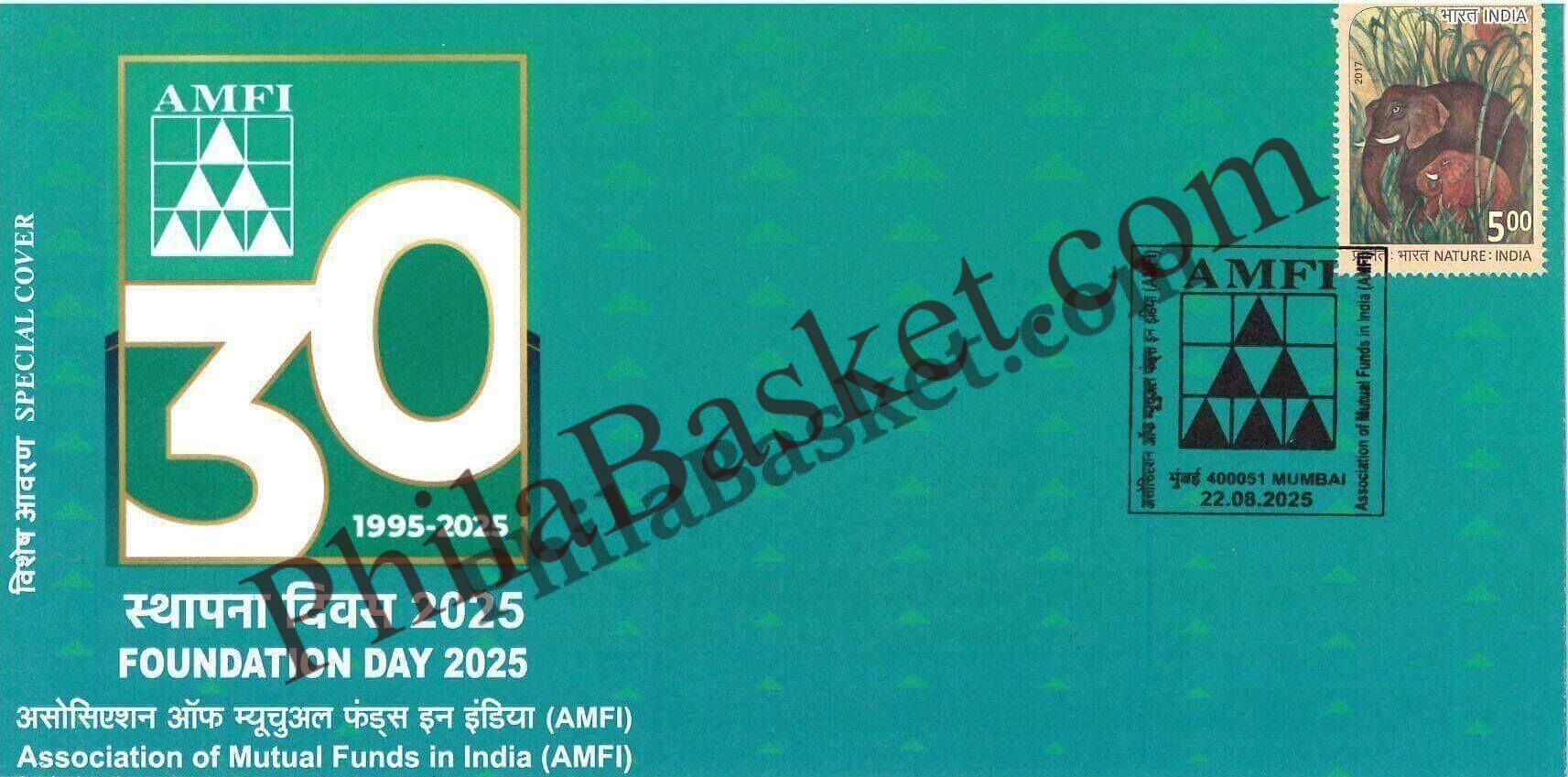 #SC1065 - Association of Mutual Funds in India (AMFI) - Foundation Day 2025 by Maharashtra circle - Special Cover - India - 22 Aug 2025