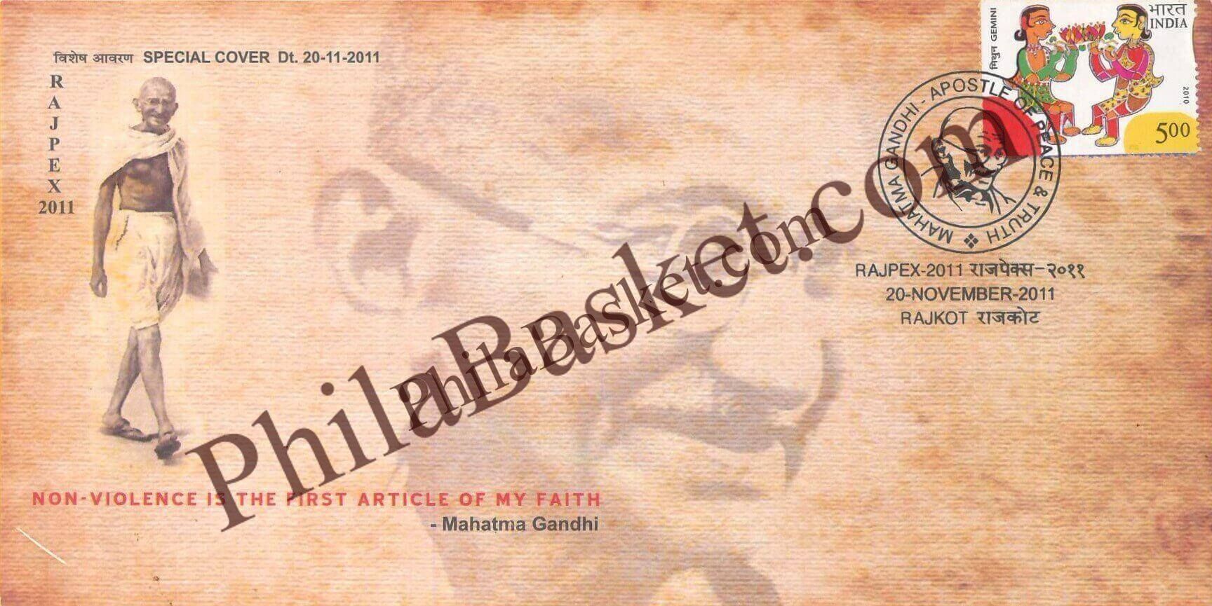 #SC1121 - Mahatma Gandhi - Apostle pf Peace & Truth by RajPex by Gujrat circle - Special Cover - India - 20 Nov 2011