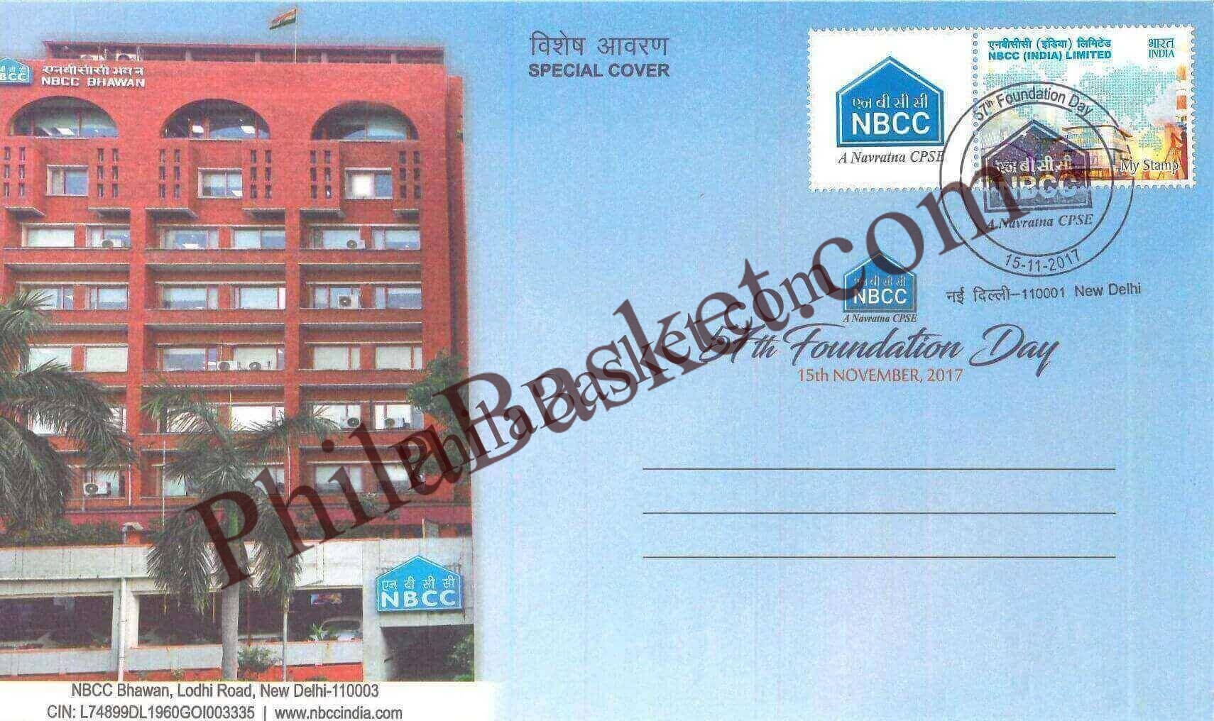 #SC1135 - NBCC - 57th Foundation Day with My Stamp by New Delhi circle - Special Cover - India - 15 Nov 2017