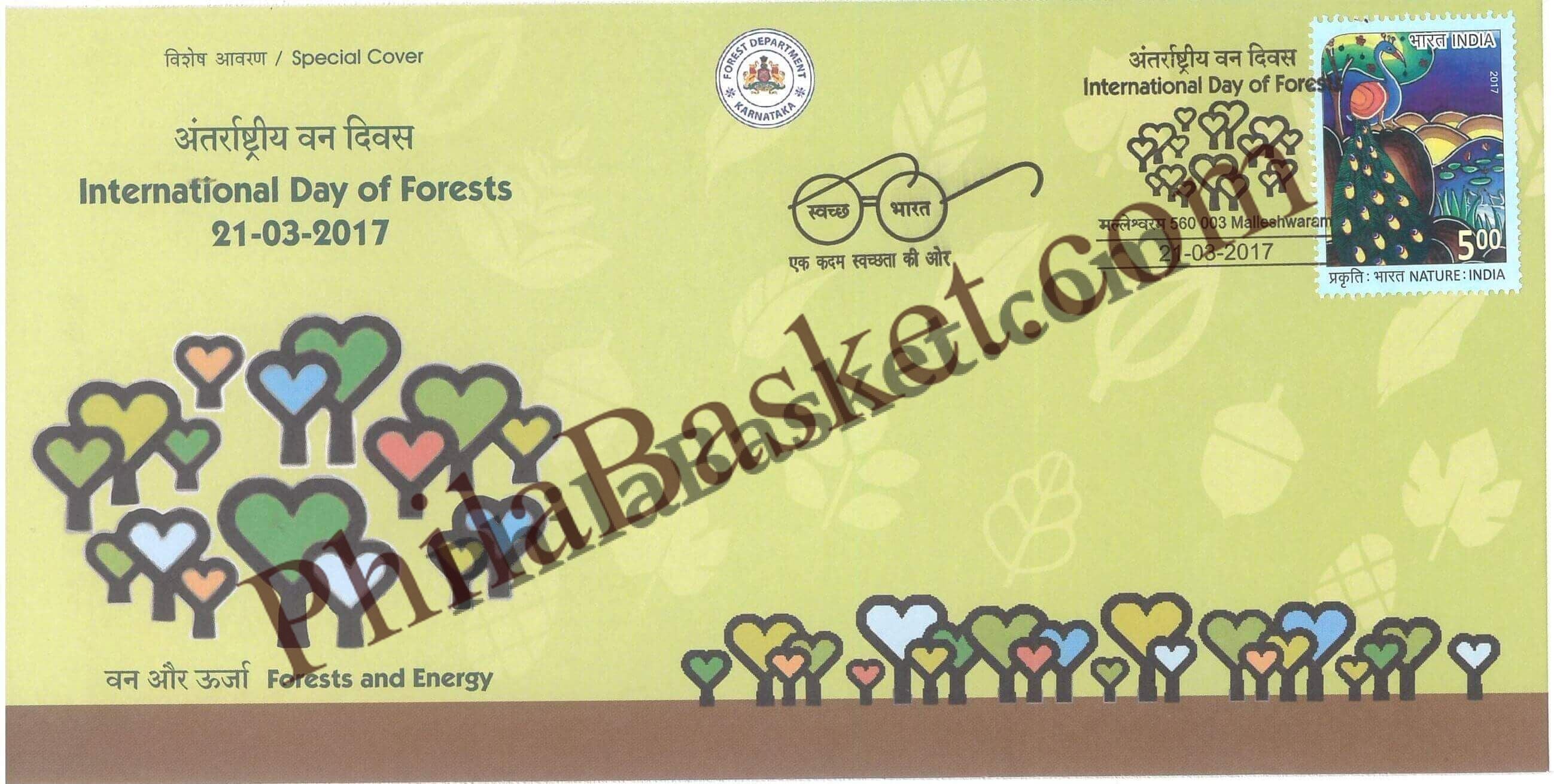 #SC258 - International Day of Forests with Relevant Stamp, by Karnataka Circle - Special Cover - India - 21 Mar 2017