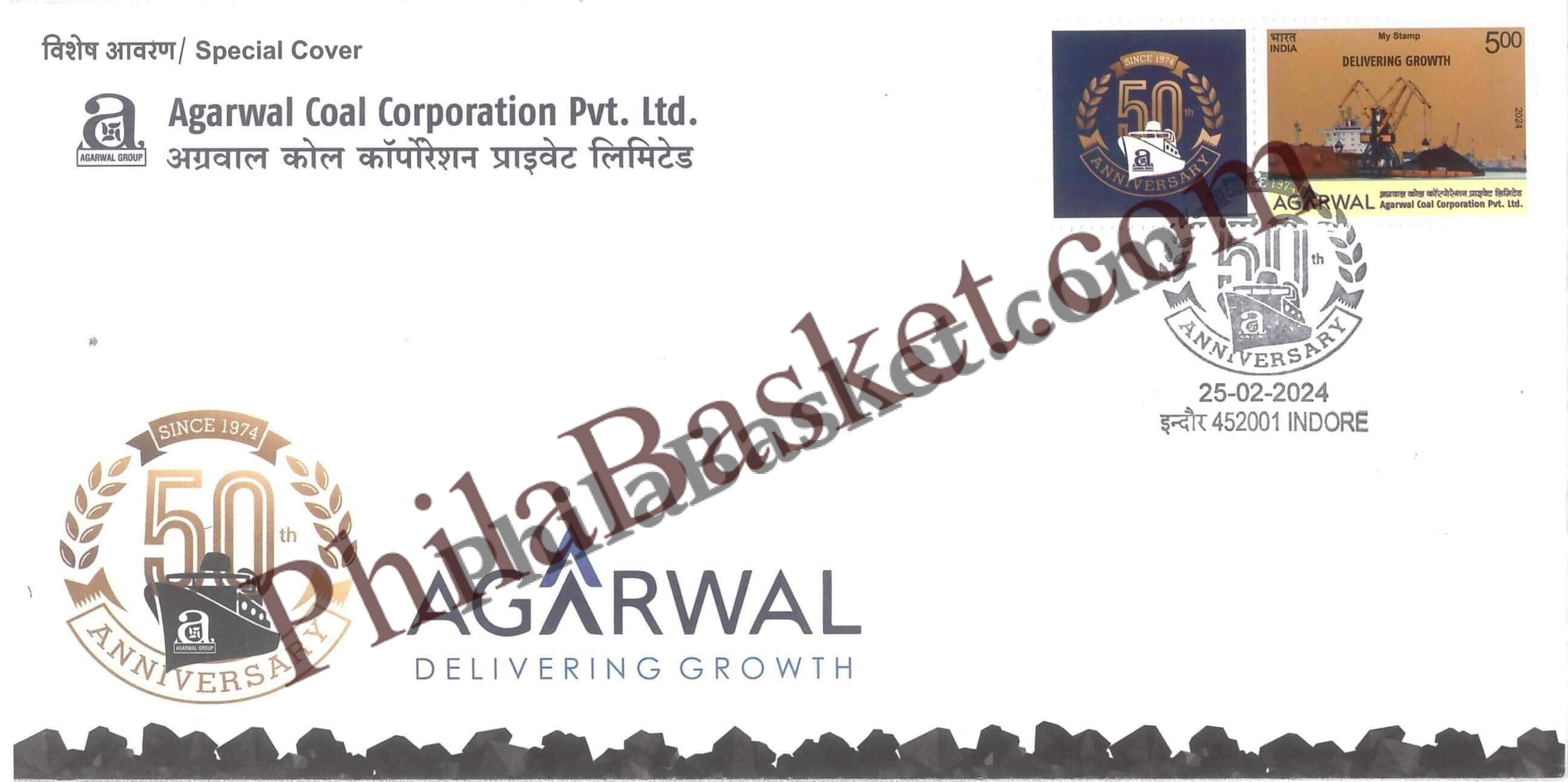 #SC355 - Agarwal Coal Corporation Pvt Ltd With Relevent My Stamp by Madhya Pradesh Circle - Special Cover - India - 02 Dec 2023