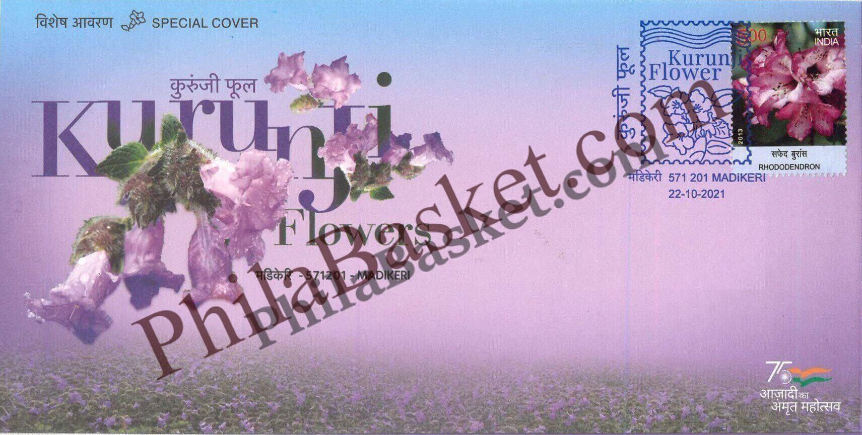 #SC376 - Kurunji Flowers with relevant stamp Special Cover By karnatak Circle - Special Cover - India - 22 Oct 2021