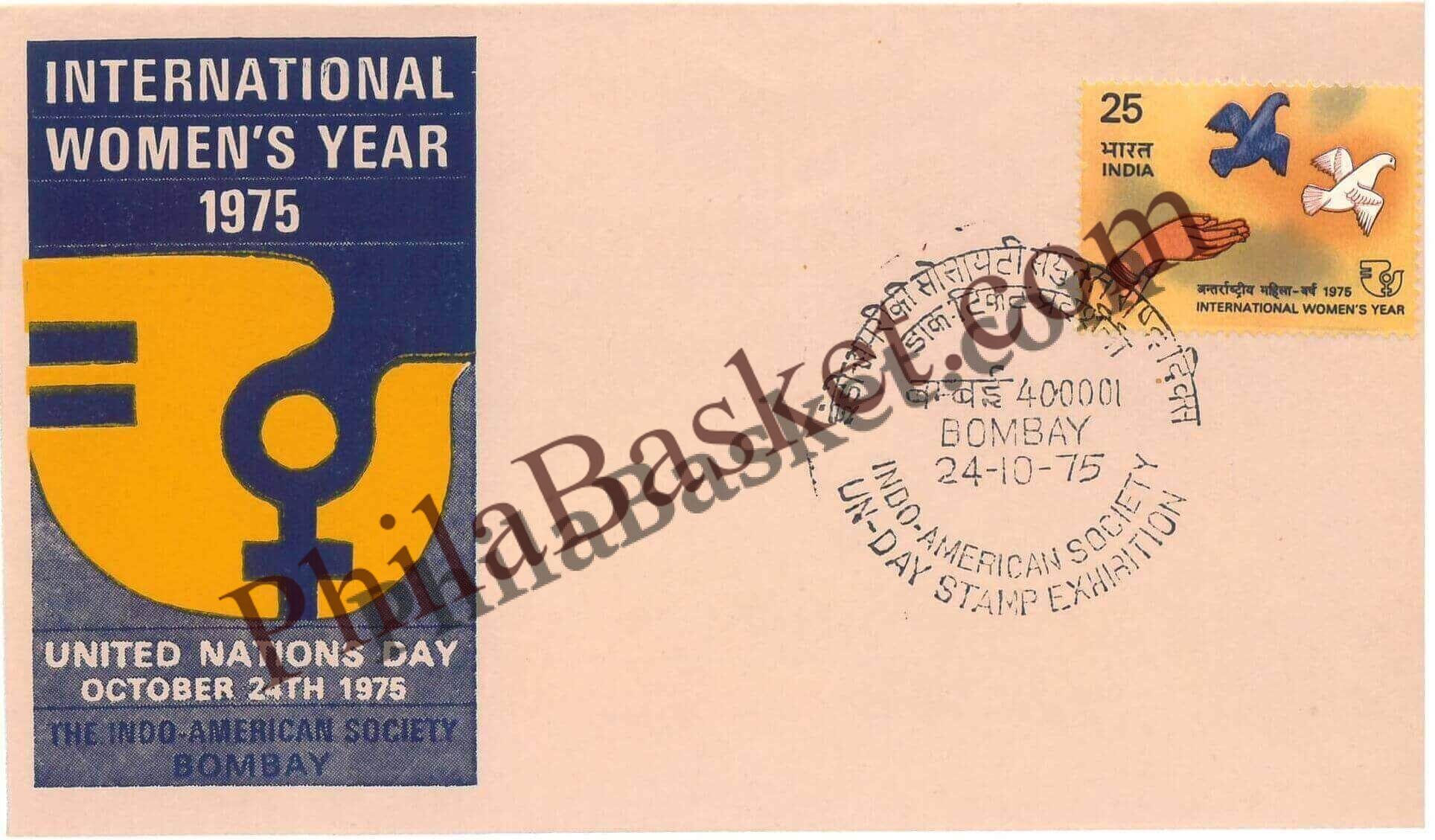 #SC431 - The Indo American Society - United Nations Day - International Womens Year - by Maharashtra Circle - Special Cover - India - 24 Oct 1975