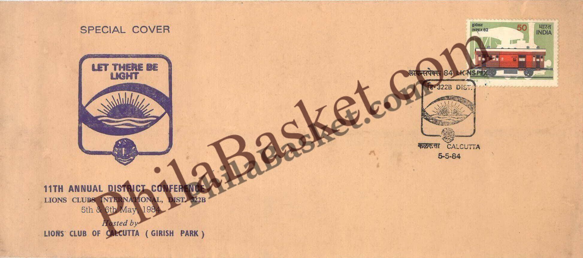 #SC467 - Lions Clubs International, Dist. 322B, Lionspex 1984 , Stamp Exhibition by West Bangal Circle - Special Cover - India - 05 may 1984