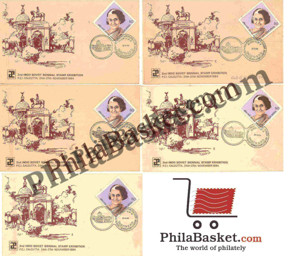 #SC469 - 2nd Indo Soviet Biennial Stamp Exhibition, PCI Calcutta (Set of 5) by West Bangal Circle - Special Cover - India - 27 Nov 1984