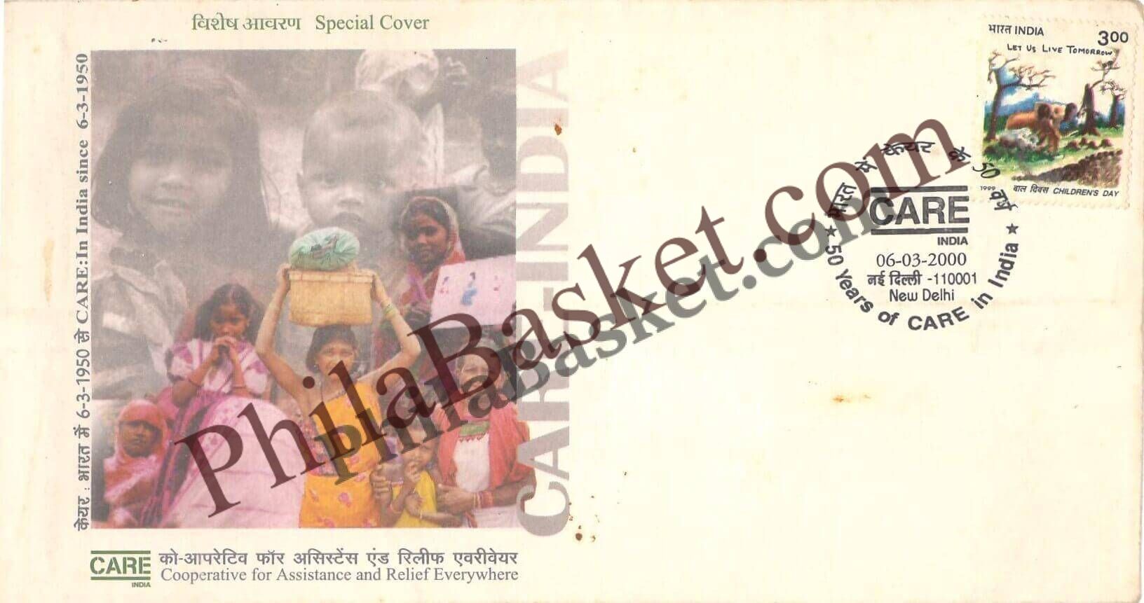 #SC479 - CARE, 50 years of CARE in India by New Delhi Circle - Special Cover - India - 06 Mar 2000