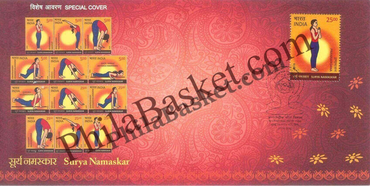 #SC572 - Surya Namaskar with relevant Stamp by Maharashtra - Special Cover - India - 21 Jun 2018