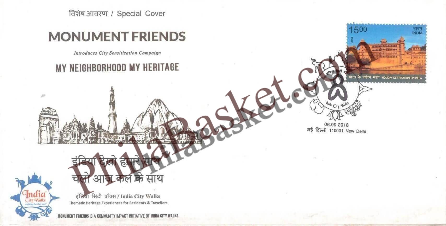 #SC584 - Gandhi Walks - India City Walks by New Delhi circle - Special Cover - India - 06 Sep 2018