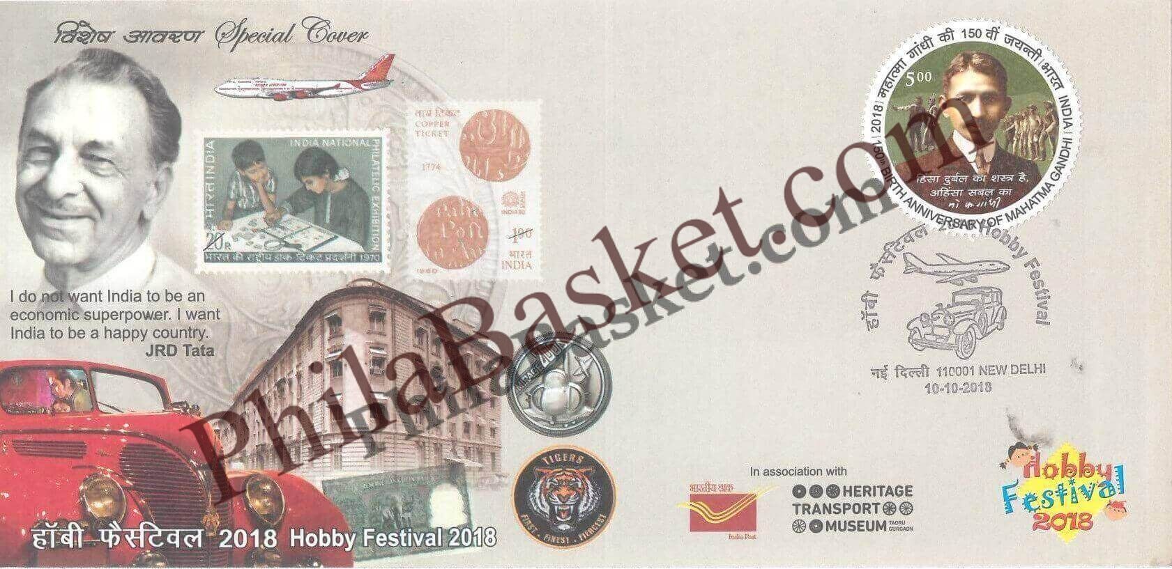 #SC596 - Hobby Festival 2018 - JRD TATA by New Delhi circle - Special Cover - India - 10 Oct 2018