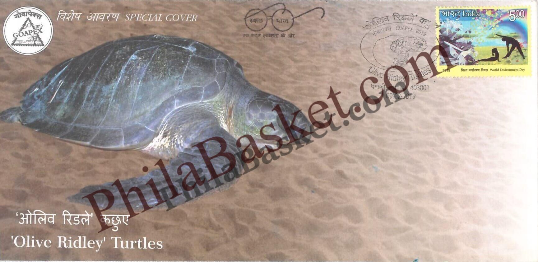 #SC635 - Olive Ridley Turtles , GoaPex - 2019 by Goa circle - Special Cover - India - 09 Feb 2019