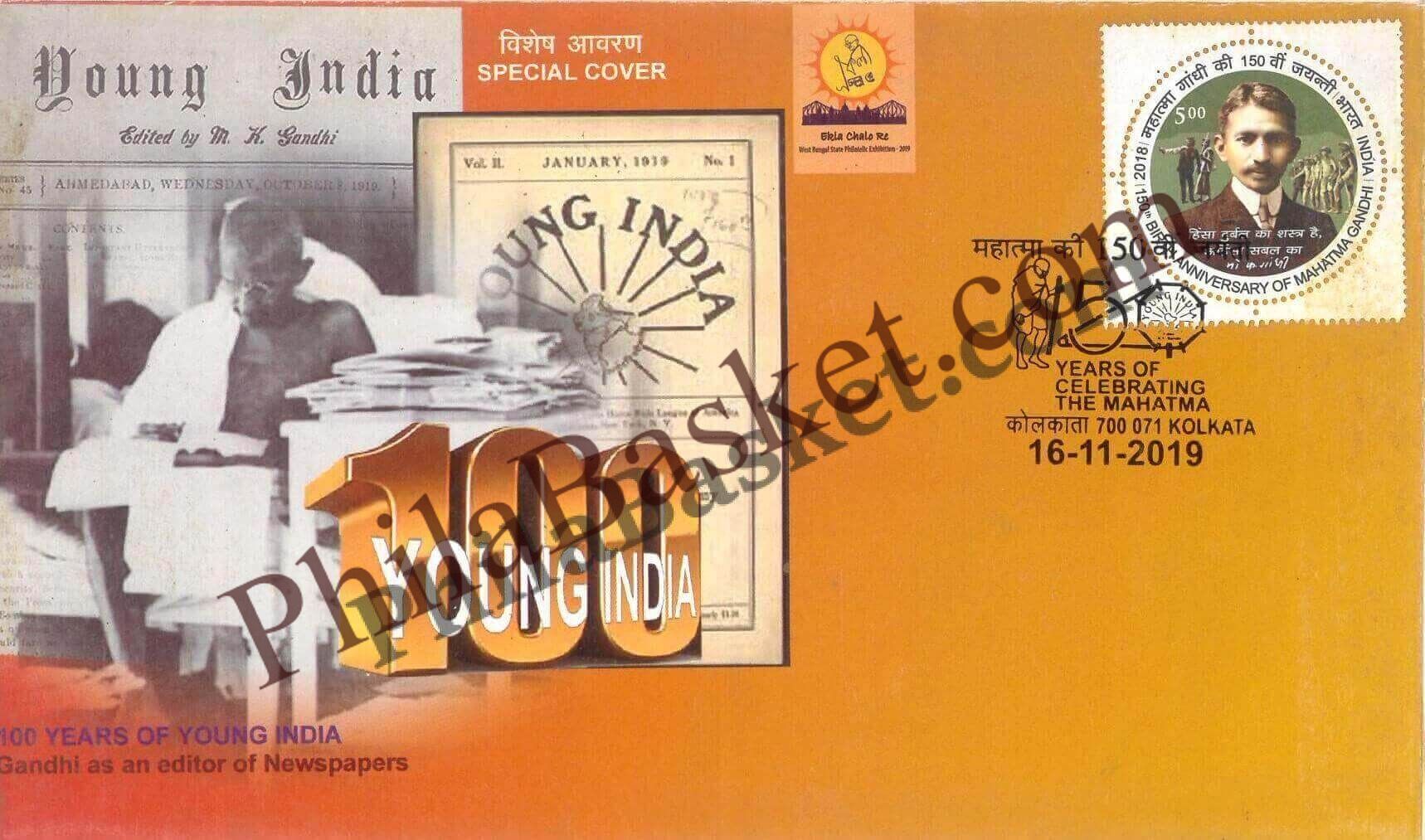 #SC681 - 100 Years of Young India - Gandhi as an Editor of Newspapers by West Bengal circle - Special Cover - India - 16 Nov 2019