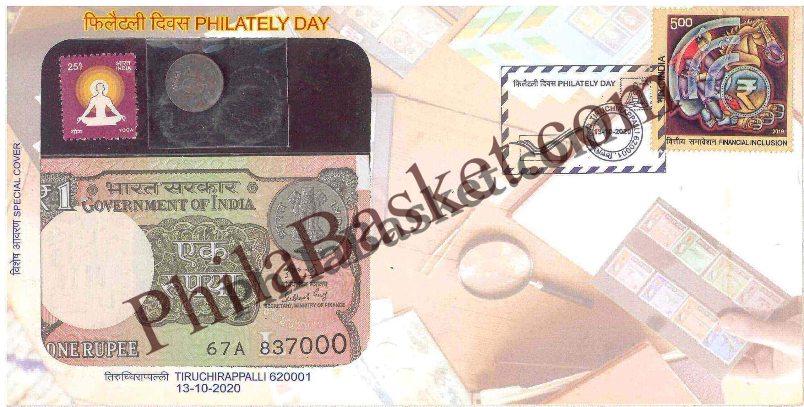 #SC715 - Philately Day with Real Currency, Coin and Stamp by TamilNadu circle - Special Cover - India - 13 Oct 2020