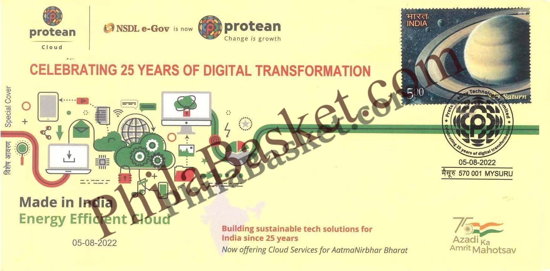 #SC806 - Celebrating 25 Years of Digital Transformation - Energy Efficient Cloud by Karnataka circle - Special Cover - India - 05 Aug 2022