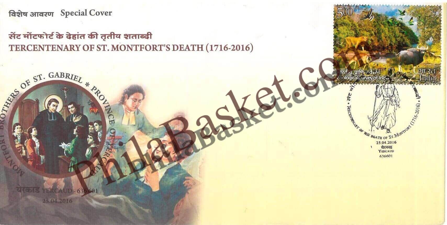 #SC952 - Tercentenary of St. Montforts Death (1716-2016) by Tamilnadu circle - Special Cover - India - 25 Apr 2016